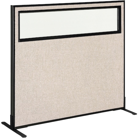 Interion By Global Industrial Interion Freestanding Office Partition Panel with Partial Window, 48-1/4inW x 42inH, Tan 694755WFTN